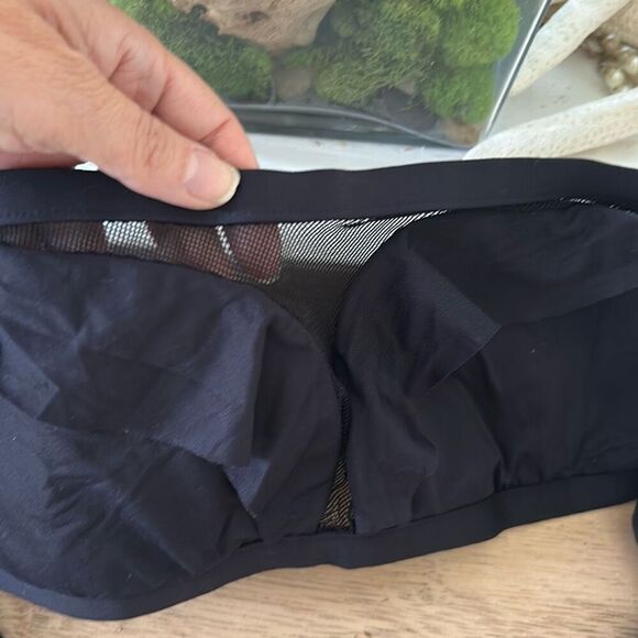 Calzedonia Cobey black Bando swimsuit top bathing suit top with mesh and ruffle - Picture 2 of 5